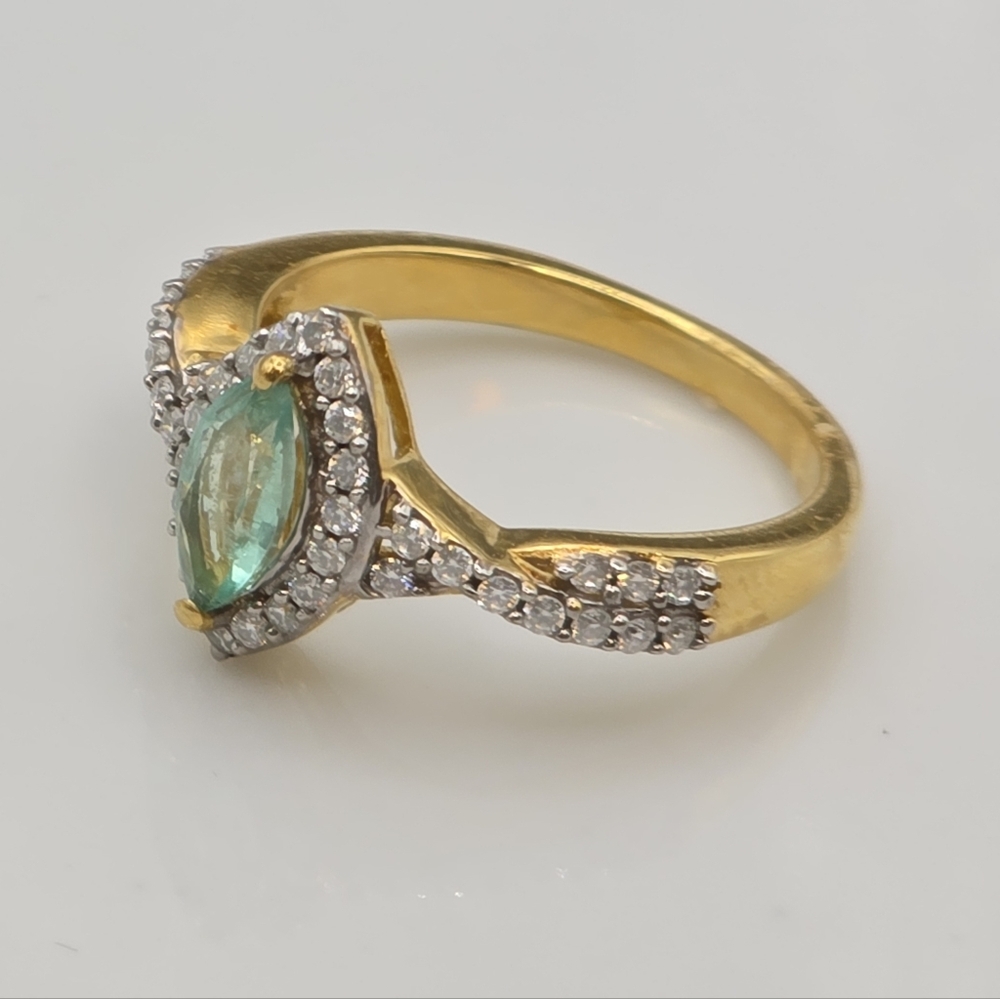 NWOT Genuine Ethiopian Emerald and Moissanite Halo Ring Size 7 - Picture 4 of 12